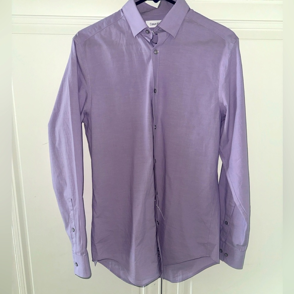 Calvin Klein Supima Slim Fit Lavender Men’s Button Down Long Sleeve